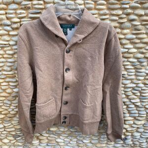 Ralph Lauren light brown button up jacket/sweatshirt. Size PS - EUC! Soft Active